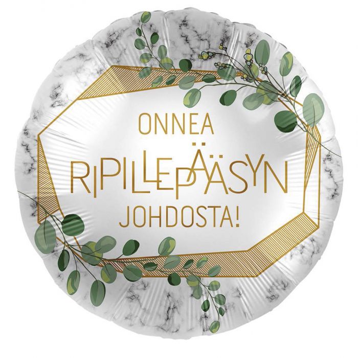 Onnea ripillepääsyn johdosta foliopallo